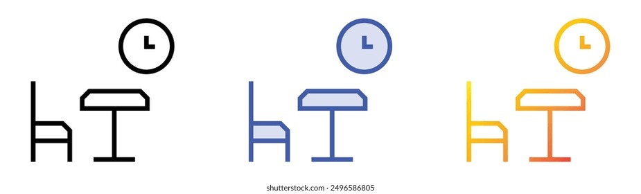 lunch time icon. Linear, Blue Fill and Gradient Style Design Isolated On White Background