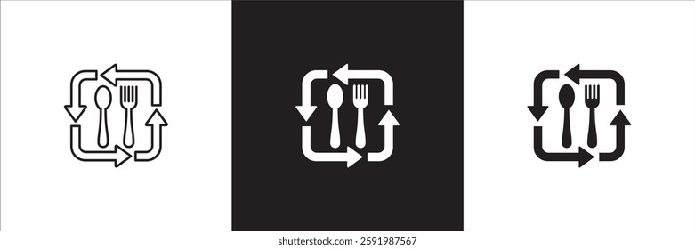 Lunch time icon set. Time break for lunch icon collection. Icon set contain symbol of restaurant, dinner, eat schedule, rest hours, lunchtime, eat, cafe, routine. Vector stock illustration.