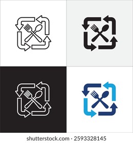 Lunch time icon set. Time break for lunch icon collection. Icon set contain symbol of restaurant, dinner, eat schedule, rest hours, lunchtime, eat, cafe, routine. Vector stock illustration.