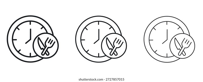 Icono de la hora del almuerzo Plantilla de diseño de logotipo de Vector. Gráficos de trazo editables.