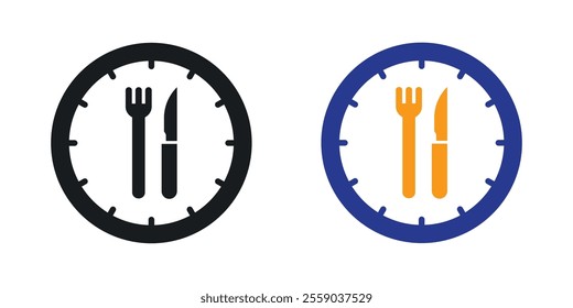 Lunch time icons in black and colored version