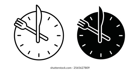 Lunch time icons in black and white colors