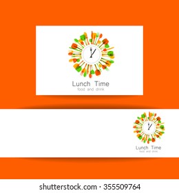 Lunch Time logo. Restaurant, coffee shop, fast food, food delivery. Template design for corporate identity.