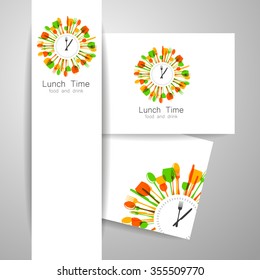 Lunch Time logo. Restaurant, coffee shop, fast food, food delivery. Template design for corporate identity.