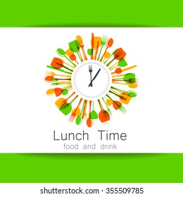 Lunch Time Logo. Restaurant, Coffee Shop, Fast Food, Food Delivery. Template Design For Corporate Identity.