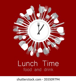 Logo del Lunch Time. Restaurante, cafetería, comida rápida, entrega de comida. Diseño de plantilla para la identidad corporativa.