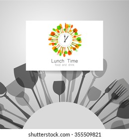 Logo del Lunch Time. Restaurante, cafetería, comida rápida, entrega de comida. Diseño de plantilla para la identidad corporativa.