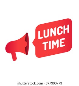 Lunch time. Megaphone icon. Vector illustration on white background.