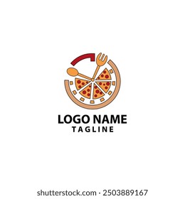 lunch time pizza logo design vector