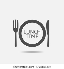 Lunch time symbol Fork, knife and plate icon. Restaurant or cafe symbol