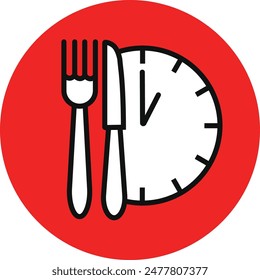 Ilustración del icono del Vector de hora del almuerzo.