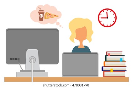 Lunch time. Vector illustration on a white background.