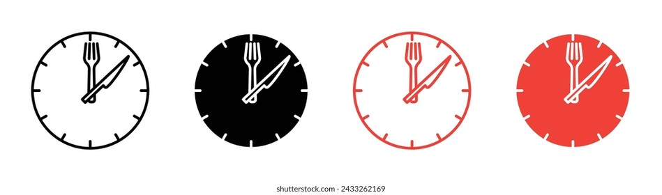 Lunch Time Vector Illustration Set. Midday Feast Sign suitable for apps and websites UI design style.