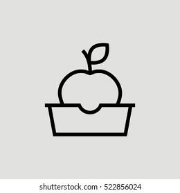 Lunchbox Apple Outline Vector Icon