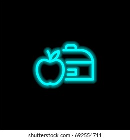 Lunchbox blue glowing neon ui ux icon. Glowing sign logo vector