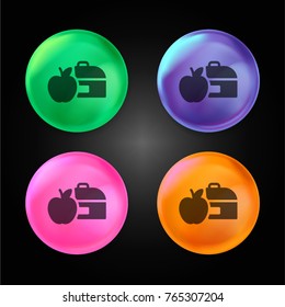 Lunchbox crystal ball design icon in green - blue - pink and orange.