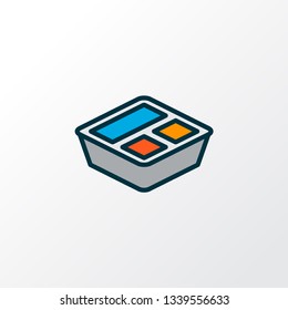 Lunchbox icon colored line symbol. Premium quality isolated food container element in trendy style.