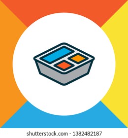 Lunchbox icon colored line symbol. Premium quality isolated food container element in trendy style.