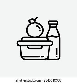  lunchbox icon, isolated food outline icon in light grey background, perfect for website, blog, logo, graphic design, social media, UI, mobile app