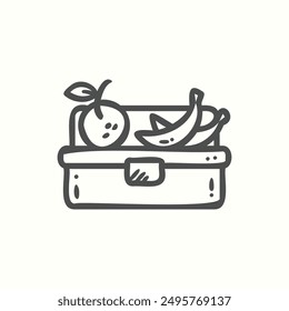 Lunchbox-Symbol, isoliertes handgezeichnetes Symbol Thema Zurück zur Schule