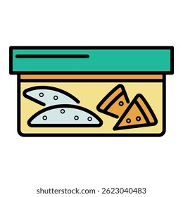 Lunchbox icon. Outline lunchbox vector icon color flat isolated on white