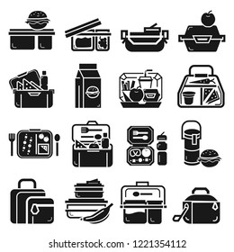 Lunchbox icon set. Simple set of lunchbox vector icons for web design on white background