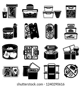 Lunchbox icon set. Simple set of lunchbox vector icons for web design on white background