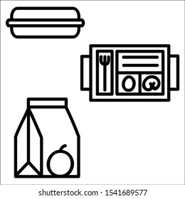 Lunchbox icons set. Isolated on white background.