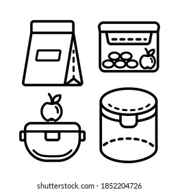 Lunchbox outline icon set. Illustration set of lunchbox icon vector for web design isolated on white
