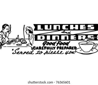 Lunches And Dinners - Retro Ad Art Banner