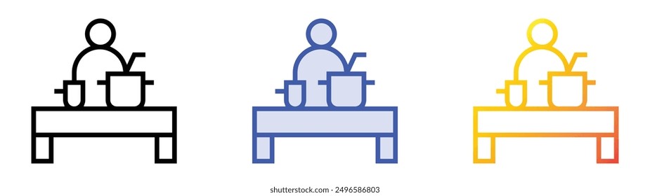 lunchroom icon. Linear, Blue Fill and Gradient Style Design Isolated On White Background