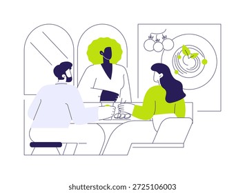 Lunchroom isolated cartoon vector illustrations. Colleagues have lunch in business office cafeteria, food diversity on the table, modern workplace, enjoy meal together vector cartoon.