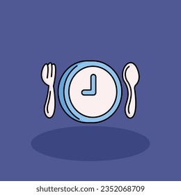 Lunchtime Free vector cartoon icon illustration.Lunchtime Signs and Texts icon concept isolated . flat cartoon style