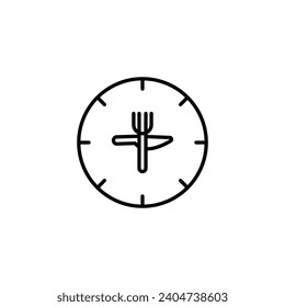 Mittagessen, Vektorgrafik. Mittagspause, Vektorsymbol. Keine Uhr, Vektorzeichen in schwarz-weißer Farbe.