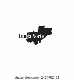 Lunda Norte Angola Karte und schwarzes Schriftdesign auf weißem Hintergrund