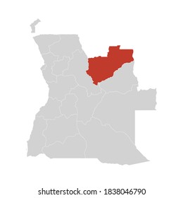 Lunda Norte auf Angola Karte EPS10 hervorgehoben
