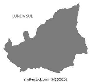 Lunda Sul Angola Map grey