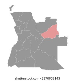 Mapa de la provincia de Lunda Sul, división administrativa de Angola.