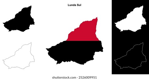 Conjunto de mapa de contorno de la provincia de Lunda Sul