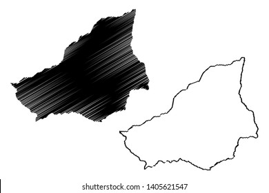 Lunda Sul Province (Provinces of Angola, Republic of Angola) map vector illustration, scribble sketch Lunda Sul map