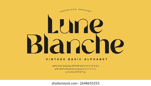 Lune Blanche: Uma fonte serif refinada com elegância suave e charme atemporal. Apresentando um conjunto completo de letras maiúsculas e minúsculas, perfeito para convites de casamento, editoriais e marca de luxo.