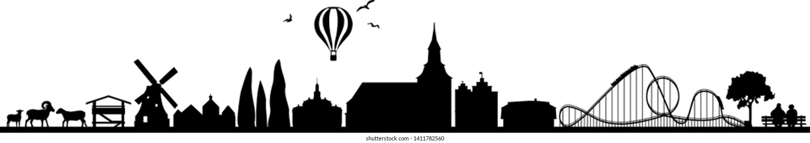 Luneburg Heath Skyline Silhouette Landscape Vector