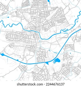 Lunen, North Rhine-Westphalia, Germany high resolution vector map with editable paths. Bright outlines for main roads. Use it for any printed and digital background. Blue shapes and lines for water.