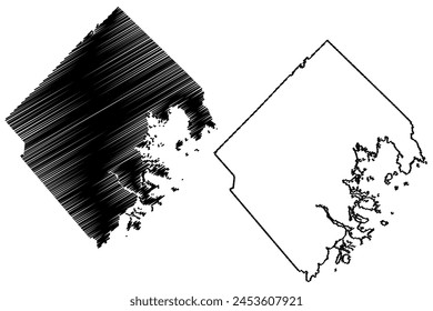 Lunenburg County (Canada, Nova Scotia Province, North America) map vector illustration, scribble sketch Lunenburg map