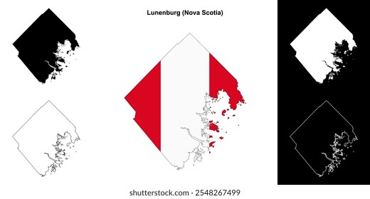 Lunenburg county (Nova Scotia) outline map set