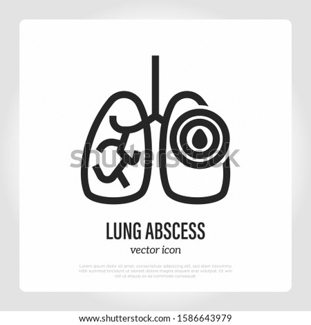 Lung abscess thin line icon. Pus pocket in lungs. Inflammation and pain. Vector illustration.