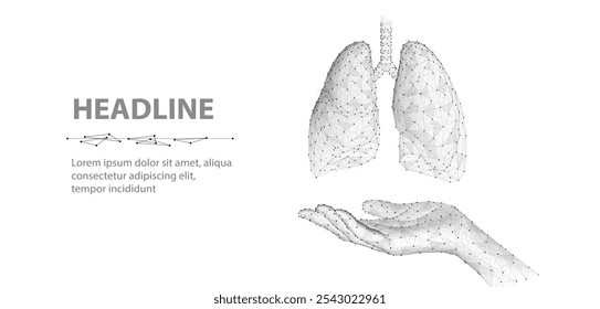 Lunge. Abstrakte Vektor 3d Lungen keine Hand einzeln auf weiß. Menschliche Gesundheit, Atemwege, Lungenentzündung, Biologie, Raucher Asthma, Gesundheitskonzept. Illustration der inneren Organanatomie