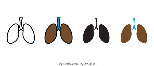 Vector del sistema del icono de la anatomía del pulmón en el fondo blanco. Ilustración vectorial de la anatomía, símbolo del diagrama del órgano.