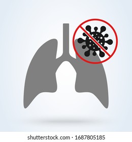 Lung anatomy and viruses, bacteria causing disease. Coronavirus protection. Vector illustration