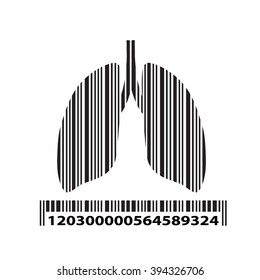 Lung as barcode, vector illustration.